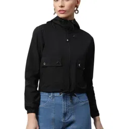 Global Republic Black Regular Fit Hood Cropped Jacket-picture-12