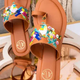 NR by Nidhi Rathi Women's Tan Toe Ring Sandals-image-99