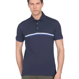 Arrow Navy Regular Fit Striped Cotton Polo T-Shirt-picture-30