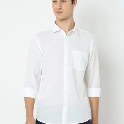 Spykar White Cotton Slim Solid Shirt-image-16