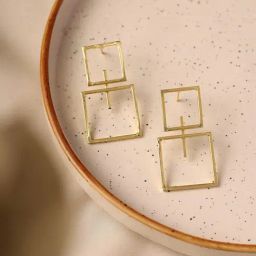Priyaasi Gold Plated Square Shape Drop Earring-24