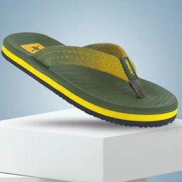 Sparx Kids Olive & Yellow Flip Flops-image-36