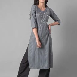 Dollar Missy Grey Embroidered Straight Kurta-image-92
