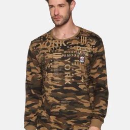 SHOWOFF Brown Cotton Slim Fit Printed Sweatshirt-image-26