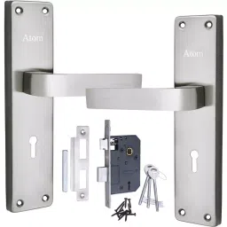 Atom Iron Silver Door Handle Lock Set, 803K.Y-S.SL-2-14