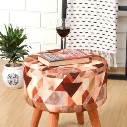 Shadowkart Check Wood Printed Ottoman-image-9