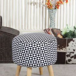 Shadowkart Black Diamond Wood Printed Ottoman-image-3
