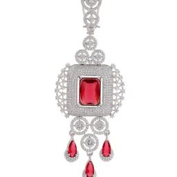 Priyaasi Ruby American Diamond-Studded Contemporary Drop Earring image 4