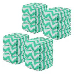 Kuber Industries Green 12 Pieces Printed Super Absorbent 250 GSM Microfibre Face Towels-99