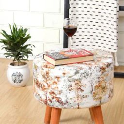 Shadowkart YellowOrange Wood Printed Ottoman-image-54
