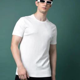 Crimsoune Club White Slim Fit Self Design T-Shirt-image-78
