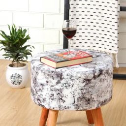 Shadowkart BlackGrey Wood Printed Ottoman-24