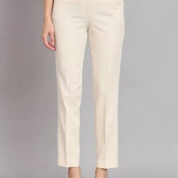 Powersutra Off White Polyester Regular Fit Trouser-image-15