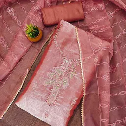 DIVASTRI Floral Embroidered Sequinned Unstitched Dress Material-image-12