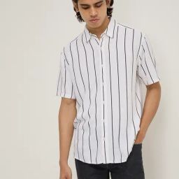 Ascot by Westside Off-White Pinstriped Relaxed-Fit Shirt-image-69
