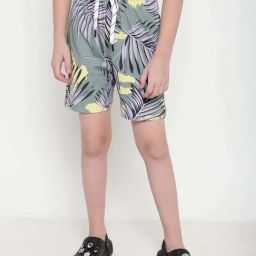 Octave Kids Olive Cotton Floral Print Short-image-36