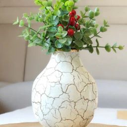BEHOMA Home Collection Off-White Metal Textured Flower Vase-image-81