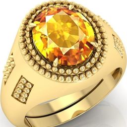 todani jems 3.25 Ratti Pukhraj Stone Original Certified Yellow Sapphire Gemstone Gold Plated | Adjustable Ring-picture-5