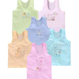 NEW TRINATH HOSIERY Kids Pack Of 6 Printed Cotton Basic Vests-15