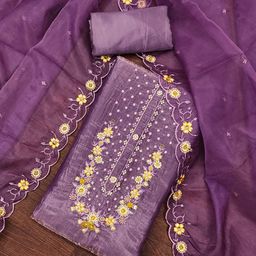 MANVAA Floral Embroidered Beads And Stones Unstitched Dress Material-image-85