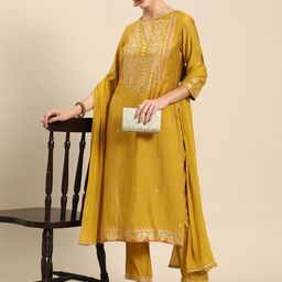 Anouk Women Floral Yoke Design Regular Kurta with Trousers & With Dupatta-5