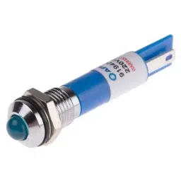 RS PRO Blue Panel Mount Indicator 220V AC, Mounting Hole Size 8 mm, IP Rating IP67, Model No 8462838-25