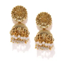 Zaveri Pearls Yellow Alloy Indian Jhumki Earrings-32