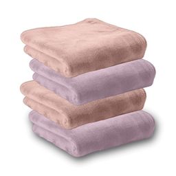 HOUSSE Grey & Pink 4 Pieces Microfiber 450 GSM Ultra Absorbent Quick Dry Face Towels-image-92