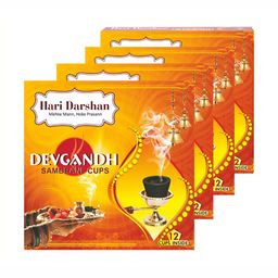 Hari darshan 4-Pcs Yellow & Red Devgandh SambraniCup48Cups-23