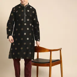 Anouk Men Ethnic Motifs Thread Work Indie Prints Jacquard Kurta-image-69