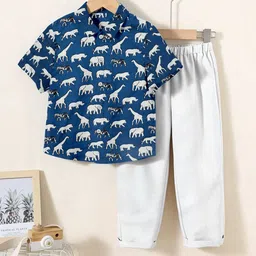 BAESD Boys Printed Short Sleeves Shirt With Trousers-picture-3