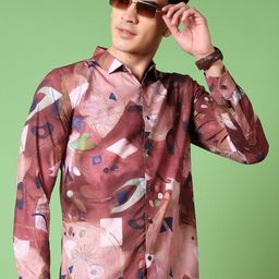 V-Mart Men Spread Collar Abstract Printed Cotton Casual Shirt-picture-0