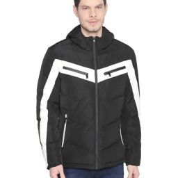 Basics Black Muscle Fit Hooded Jacket-image-55