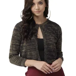 Style Quotient Women Black And Golden Shimmered Smart Casual Crop Shrug-image-44