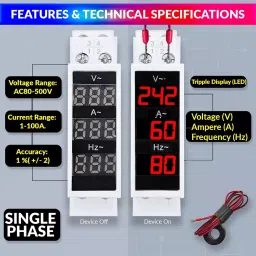 amiciSense 3 In 1 Voltage Tester With External Ct And 35Mm Din Rail Mount 100 A 1- 100 A image 3