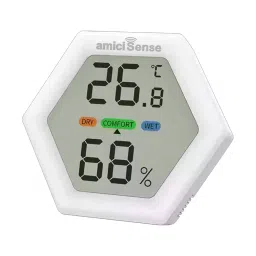 amiciSense Digital Hygrometer Thermometer 1.5 sec Sampling Rate LCD Screen Display AAA Battery-10
