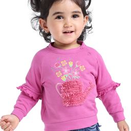Babyoye Eco Conscious 100% Cotton Knit Floral Print Full Sleeves SweatShirts - Pink-image-99