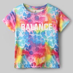 Pine Active  Half Sleeve High Stretch   T-Shirt with Water Colour Effect Text Print - Multicolor-image-70