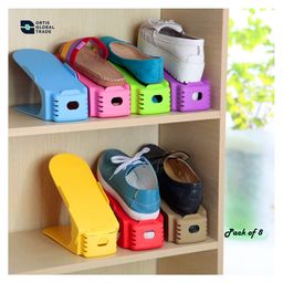 Ortis Plastic Shoe Sandals Footwear Organiser Space Saver Rack Pack of 8 (Colour & Design May Vary)-picture-11