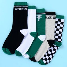 Pine Kids Cotton Ankle Length Color Block Sport Theme Socks Pack Of 5 (Color May Vary)-image-14