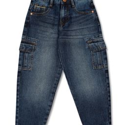 LEO Denim Mild Washed Cargo Jeans - Blue-image-56