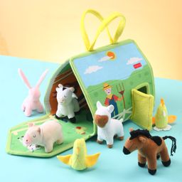 Babyhug Farm House Playset with Carry Handle | 7 Animal Plush Figurines (Duck, Pig, Horse, Hen, Sheep, Rabbit & Cow) | Educational & Montessori Learning Toy for Pretend Play | BIS Certified | Gifting Toy-9