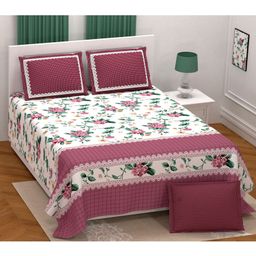 Bombay Spreads 180 TC 100 Percent Premium Cotton Pink Color King Size Bedsheet With 2 Pillow Cover(UCNandani3104_Pink) 180 Thread Count-picture-24