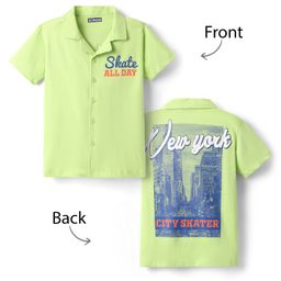 Pine Kids Cotton Knit Half Sleeves Shirt with New York City Print - Light Green-image-75