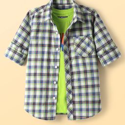 Pine Kids Cotton Woven Full Sleeves Checks Shirt With T-Shirt - Multicolour-image-33