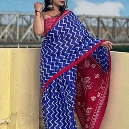 HERE&NOW Leheriya Pure Cotton Handloom Ikat Saree-1