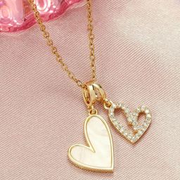 SALTY Pack of 2 Women LoveBond Double Heart Golden Necklace-14