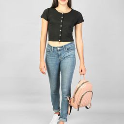 Label nyc apparel Women Vertical Stripes Ribbed Round Neck Crop Top-image-81