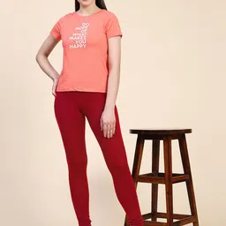 Outflits Printed Round Neck T-Shirts With Leggings-picture-57