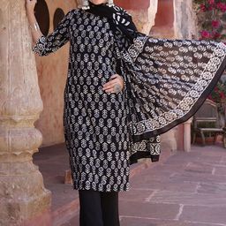Taavi Women Ethnic Motifs Printed Round Neck Pure Cotton Kurta With Trousers & Dupatta-picture-11